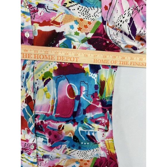 Parsley & Sage Artsy Abstract Watercolor Sz S Button Up 3/4 Sleeve Blouse Top - Picture 6 of 9